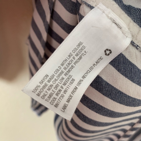 Ava & Viv Blouse Blue White Stripe Button Down - Picture 5 of 5